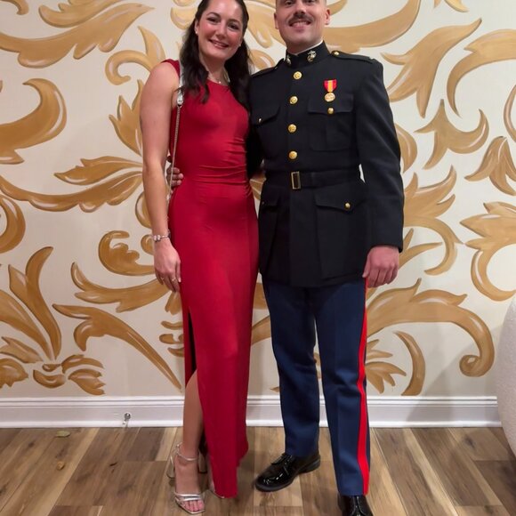 Lulus Significant Allure Red Slinky Knit Ruched Maxi Dress - Size M - Picture 2 of 3